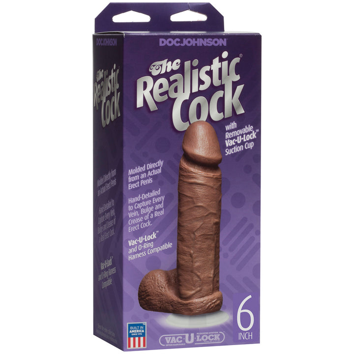 The Realistic Cock - realistischer Dildo mit abnehmbarem Vac-U-Lock Saugfuß - 16cm braun