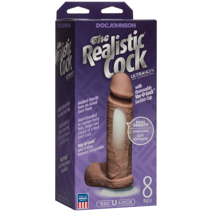 The Realistic Cock - realistischer Dildo mit abnehmbarem Vac-U-Lock Saugfuß - 20cm braun