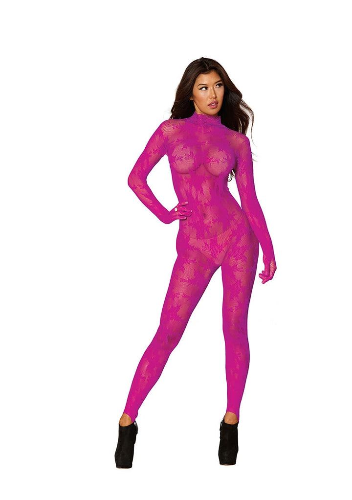 Dreamgirl - Bodystocking mit Fingerhandschuhen Pink