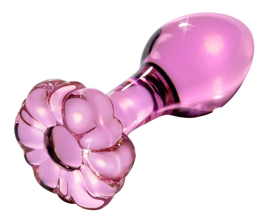 Icicles Glas-Analplug No. 48 – Handgefertigter Analplug mit Blüten-Stopper 8,9cm