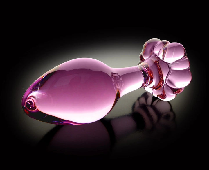 Icicles Glas-Analplug No. 48 – Handgefertigter Analplug mit Blüten-Stopper 8,9cm