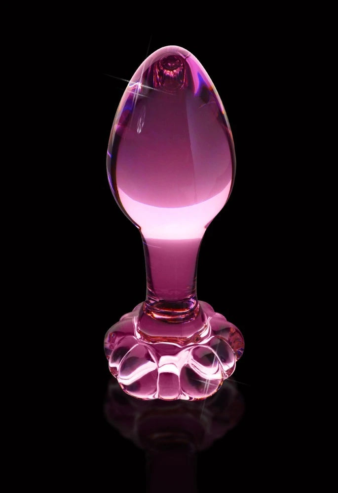 Icicles Glas-Analplug No. 48 – Handgefertigter Analplug mit Blüten-Stopper 8,9cm