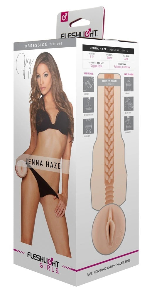Fleshlight Girls Jenna Haze Obsession Masturbator, hautfarben, mit strukturiertem Obsession-Kanal, sicher und phthalatfrei