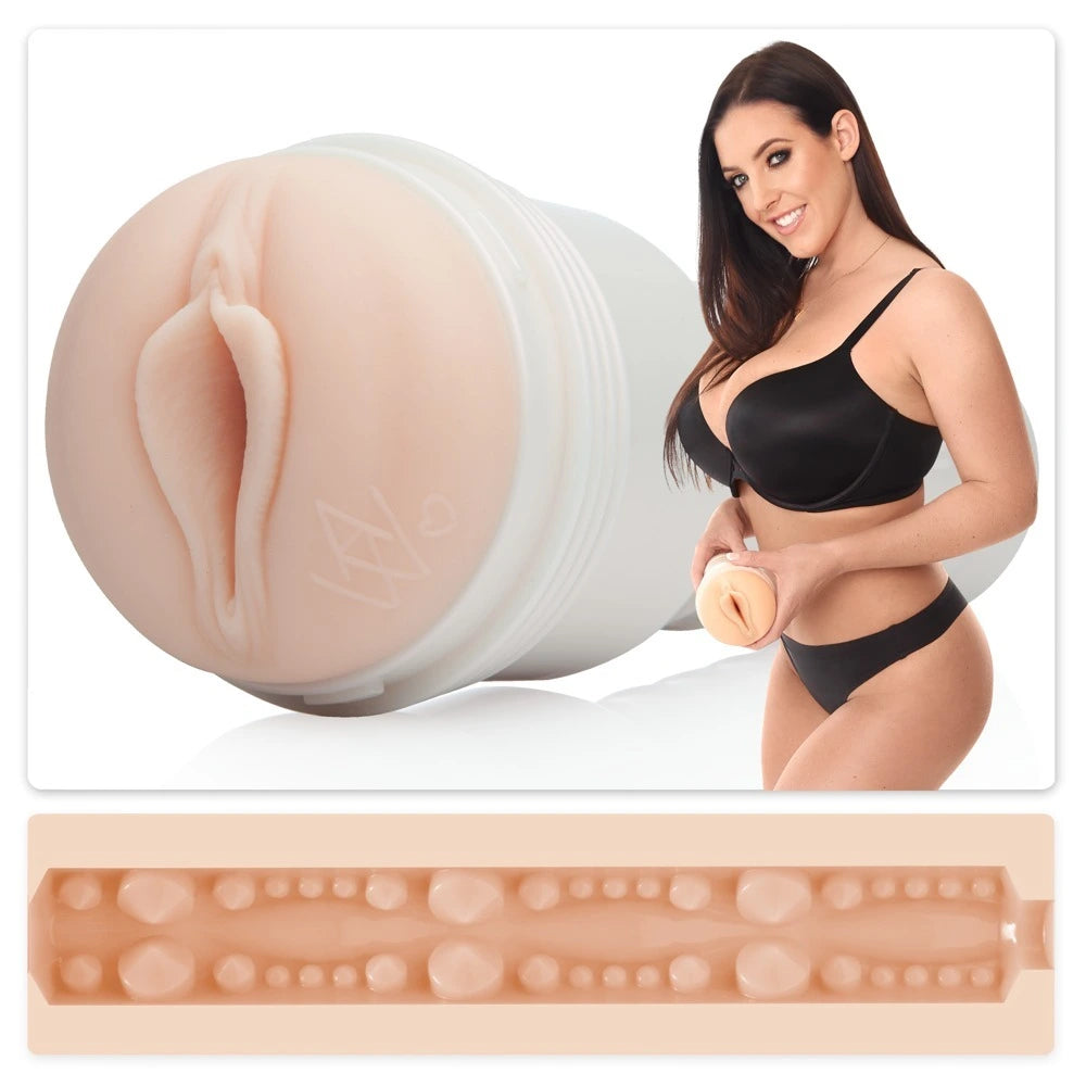 Fleshlight Angela White Indulge Masturbator in Hautton mit strukturiertem Innenkanal und realistischem Design