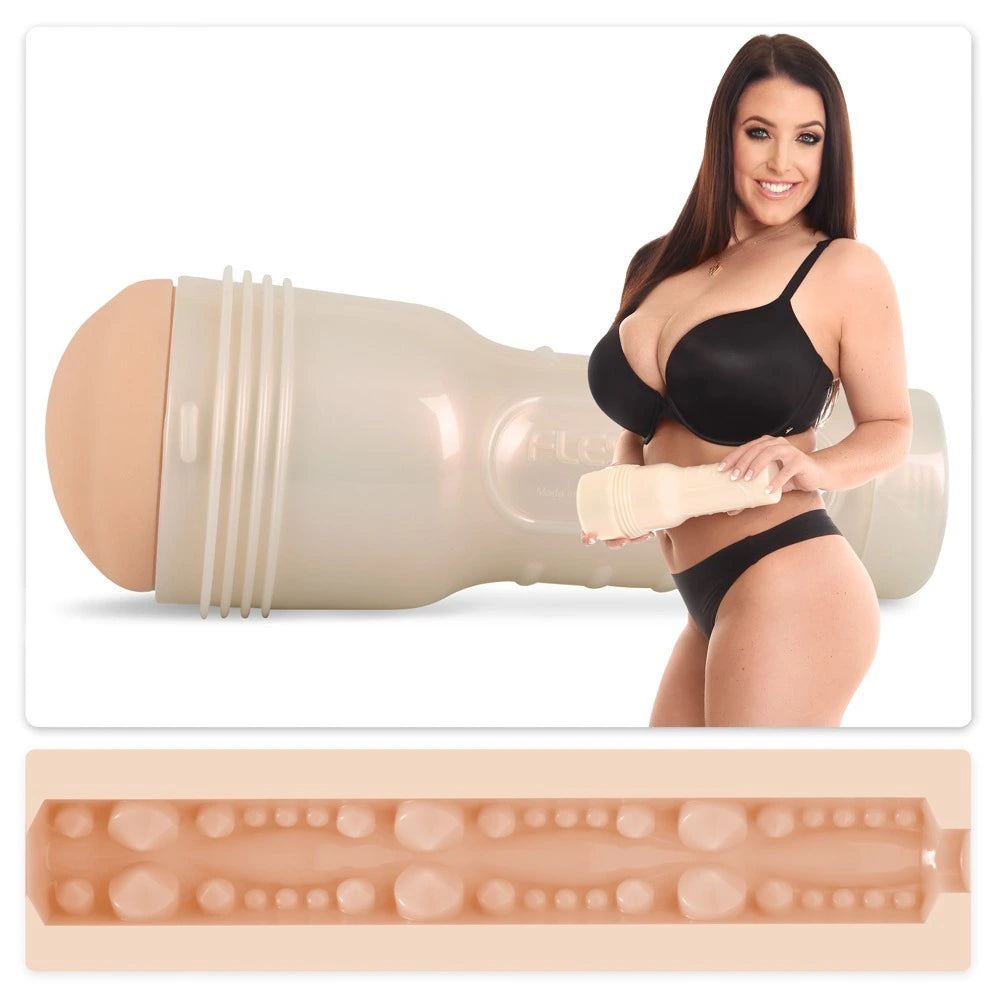 Fleshlight Angela White Indulge Masturbator in Hautfarbe mit strukturiertem Innenleben und diskretem Design