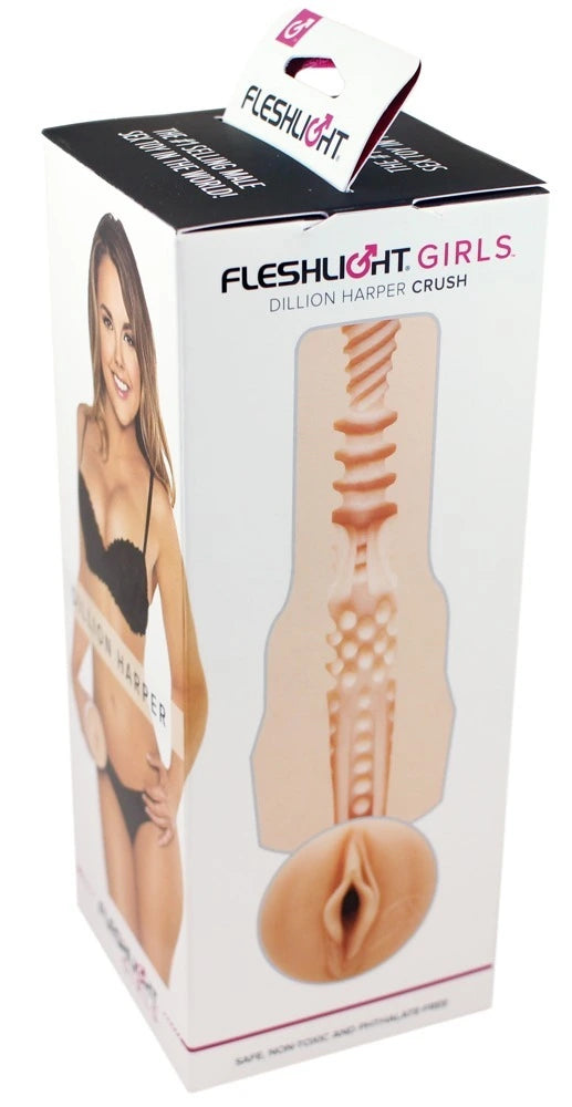 Fleshlight Girls Dillion Harper Crush Masturbator in Hautton, strukturiertes SuperSkin-Material, diskrete Verpackung