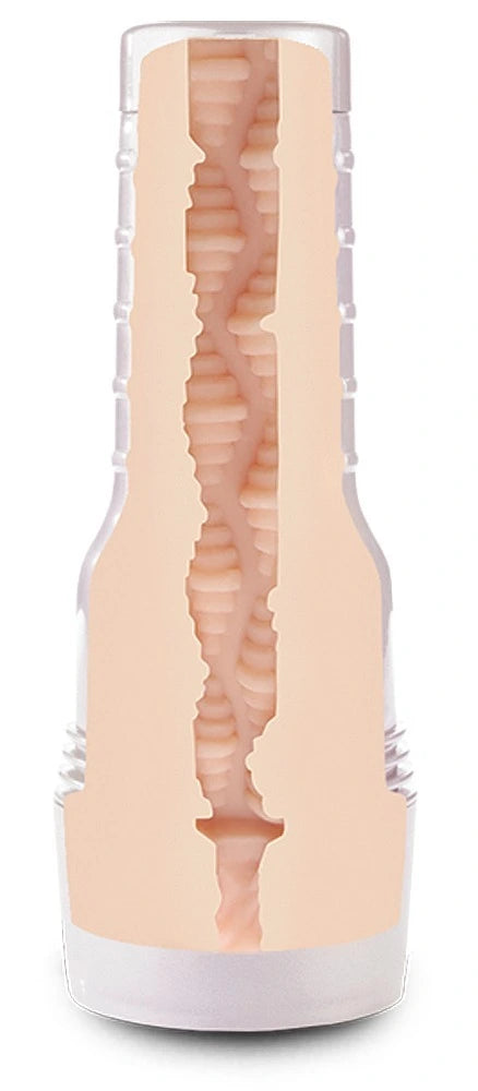 Fleshlight Brandi Love Heartthrob Masturbator in Hautton mit strukturiertem Innenkanal und transparentem Gehäuse