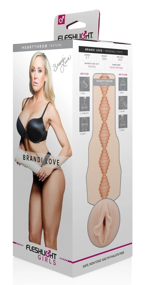 Fleshlight Girls Brandi Love Heartthrob Masturbator in Hautfarbe – hochwertiger Männervibrator mit Heartthrob-Textur