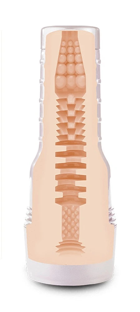 Fleshlight Madison Ivy Beyond Masturbator in Hautfarben mit transparentem Gehäuse und strukturiertem Innenkanal