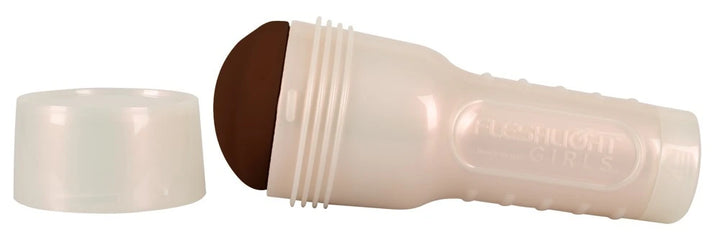 Fleshlight Girls Ana Foxxx Silk Masturbator in cremeweiß mit schokoladenbraunem Eingang und abnehmbarem Deckel