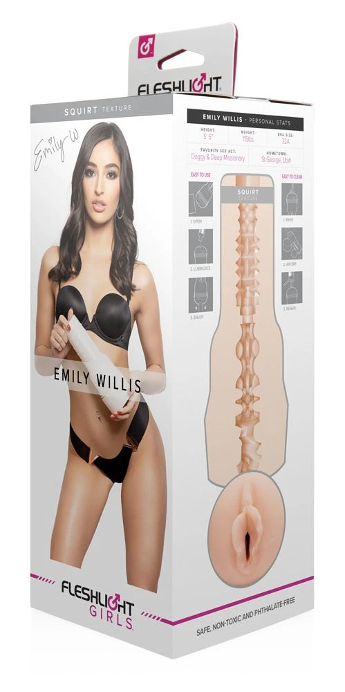 Fleshlight Girls Emily Willis Masturbator mit Squirt-Textur in Hautton – realistisches Premium-Vergnügungsgerät