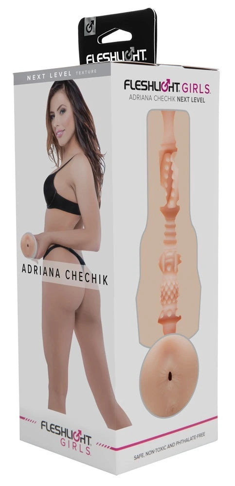 Fleshlight Girls Adriana Chechik Next Level Masturbator in Hautton, strukturierter Kanal, hautfreundliches SuperSkin-Material