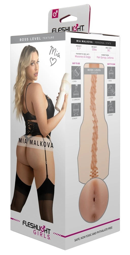 Fleshlight Girls Mia Malkova Boss Level Masturbator in Hautton mit strukturiertem Innenkanal, sicher und phthalatfrei