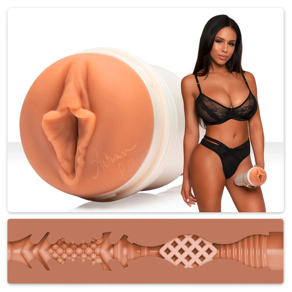 Fleshlight Autumn Falls Cream Masturbator in hautfarbenem Superskin-Material mit detaillierter Innenstruktur