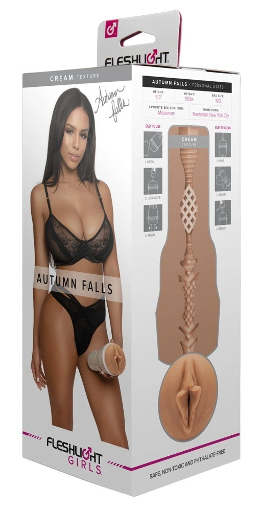 Fleshlight Girls Autumn Falls Cream Masturbator in hautfarben, körpernahe Textur, sicheres Premium-Silikon