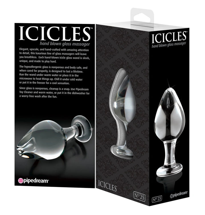 Icicles Glas-Analplug No. 25 Klar – Handgefertigter Analplug mit Stopper 9cm