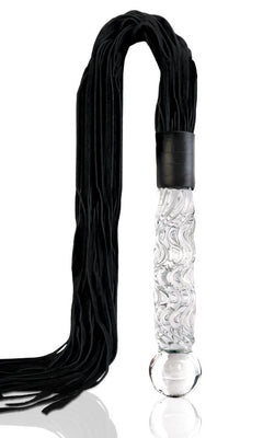 Icicles Glasdildo mit Peitsche – Handgefertigter Glas-Dildo mit Lederriemen 63cm