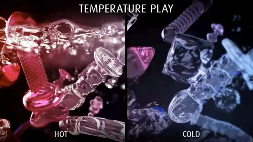 Icicles Glasdildo mit Peitsche – Handgefertigter Glas-Dildo mit Lederriemen 63cm