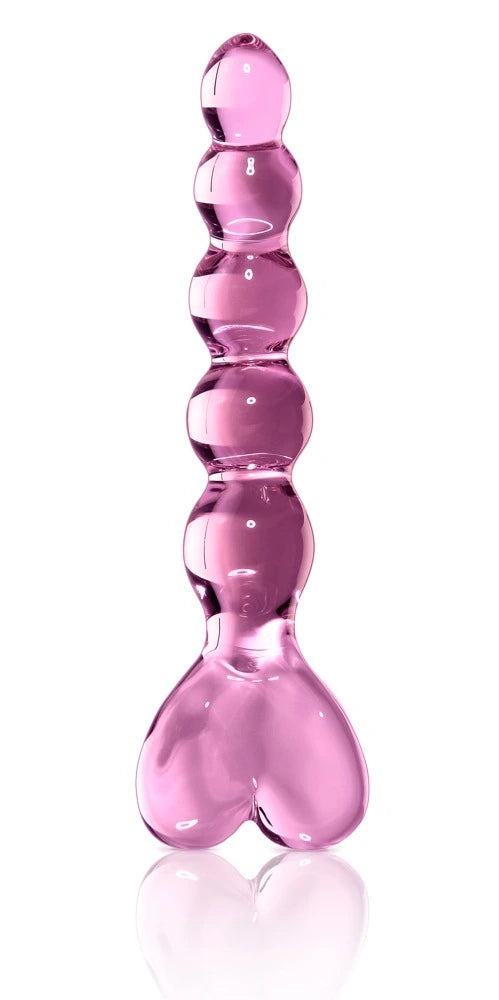Icicles Glasdildo No. 43 Rosa – Handgefertigter strukturierter Glas-Dildo 20cm