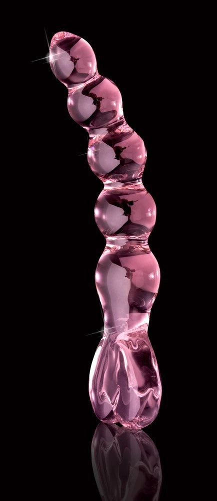 Icicles Glasdildo No. 43 in Rosa – handgefertigtes Borosilikatglas, perlenförmige Struktur, 20 cm, körpersicher & elegant