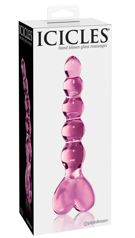 Icicles Glasdildo No. 43 Rosa – Handgefertigter strukturierter Glas-Dildo 20cm