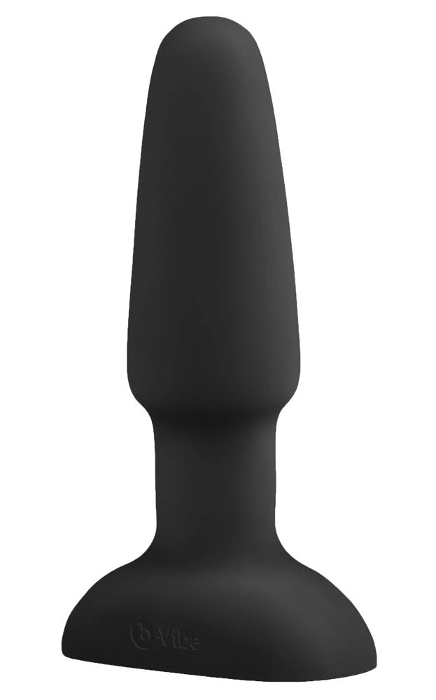 b-vibe Rimming 2 Anal Plug in mattem Schwarz, konische Form aus hochwertigem Silikon mit stabilem Sockel