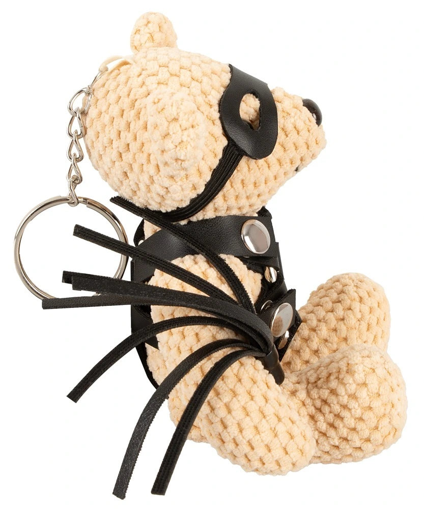 Bad Kitty SM-Teddy 11cm mit Harness, Augenmaske und Peitsche - BDSM Schlüsselanhänger Bondage Bär