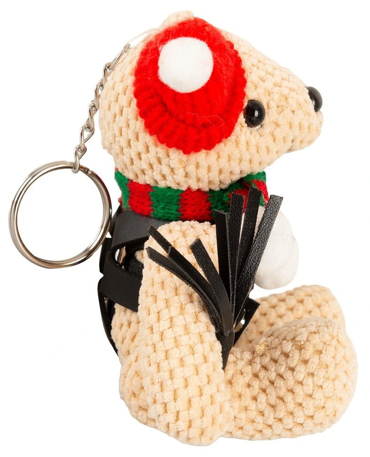 Bad Kitty SM-Winter-Bär 11cm mit Harness, Peitsche, Mütze und Schal - BDSM Schlüsselanhänger Winter Edition