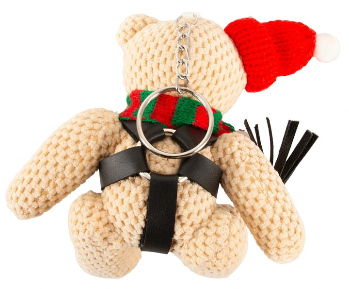 Bad Kitty SM-Winter-Bär 11cm mit Harness, Peitsche, Mütze und Schal - BDSM Schlüsselanhänger Winter Edition