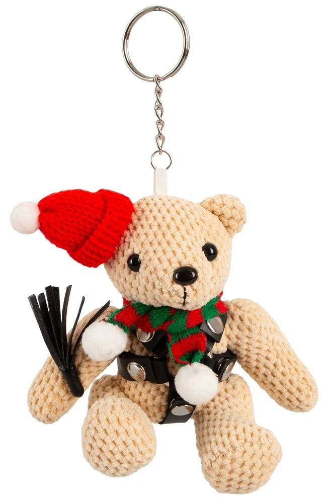 Bad Kitty SM-Winter-Bär 11cm mit Harness, Peitsche, Mütze und Schal - BDSM Schlüsselanhänger Winter Edition