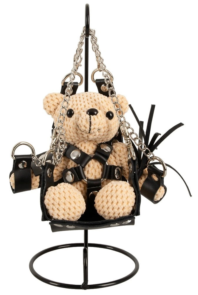 Bad Kitty SM-Teddy mit Swing 11cm - BDSM Bondage Bär mit Mini-Sexschaukel, Harness, Fesseln und Peitsche