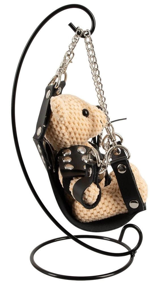 Bad Kitty SM-Teddy mit Swing 11cm - BDSM Bondage Bär mit Mini-Sexschaukel, Harness, Fesseln und Peitsche