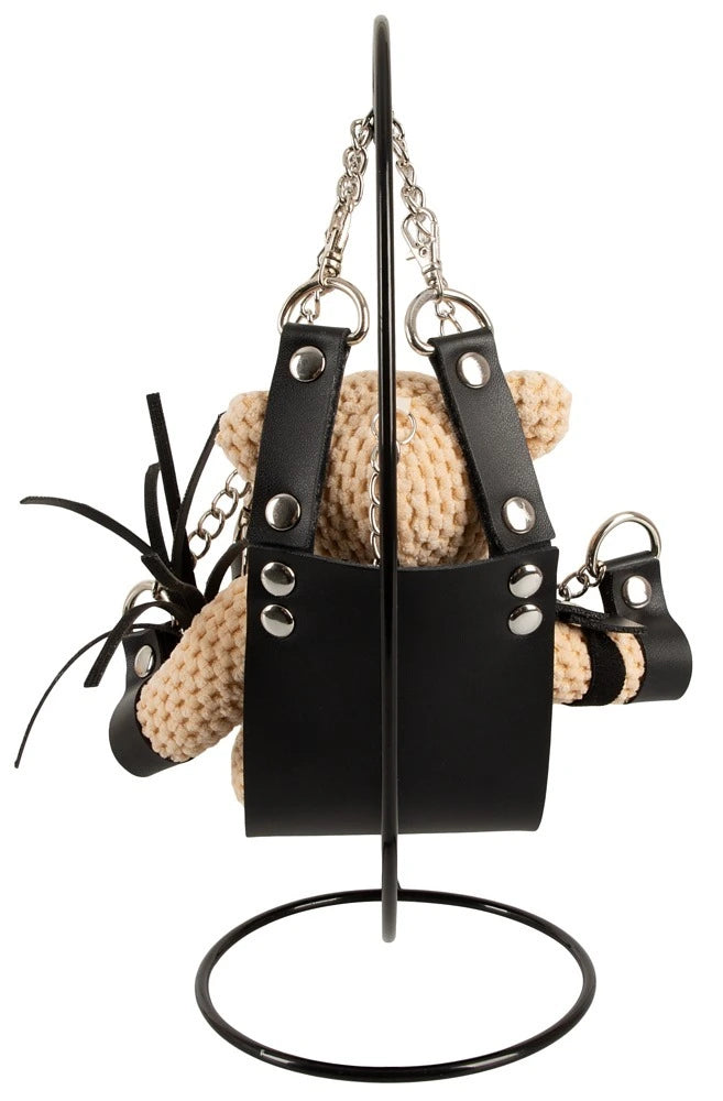 Bad Kitty SM-Teddy mit Swing 11cm - BDSM Bondage Bär mit Mini-Sexschaukel, Harness, Fesseln und Peitsche