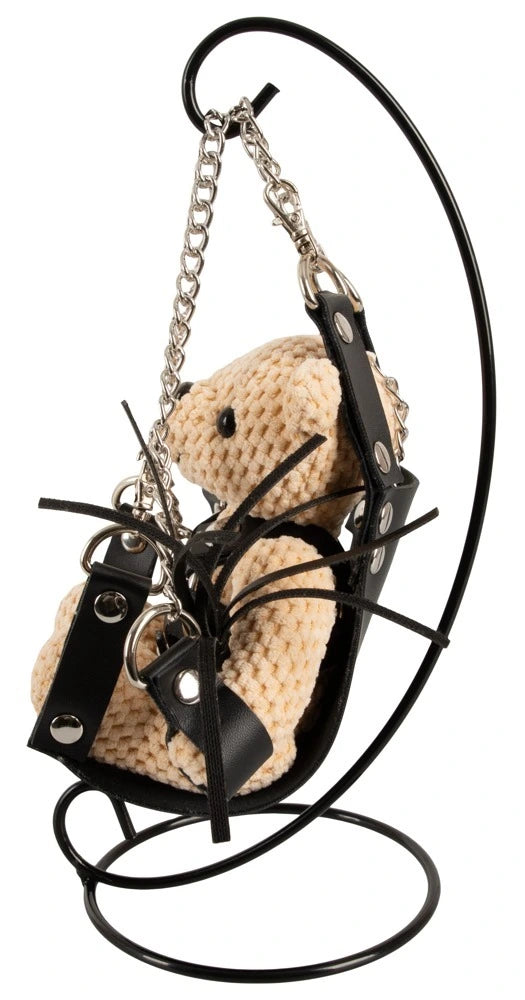 Bad Kitty SM-Teddy mit Swing 11cm - BDSM Bondage Bär mit Mini-Sexschaukel, Harness, Fesseln und Peitsche