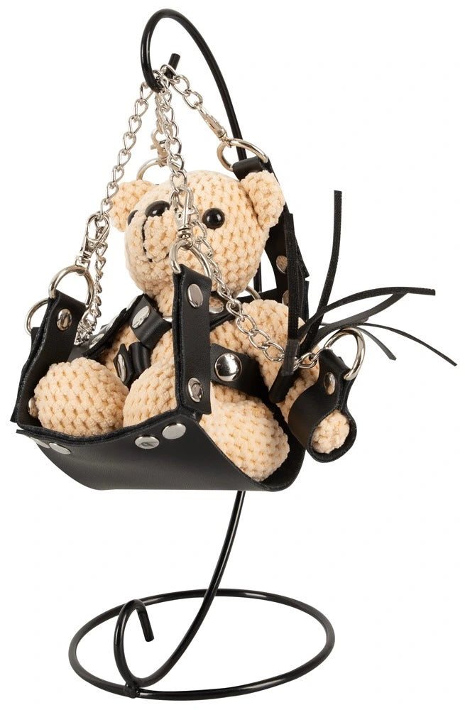 Bad Kitty SM-Teddy mit Swing 11cm - BDSM Bondage Bär mit Mini-Sexschaukel, Harness, Fesseln und Peitsche