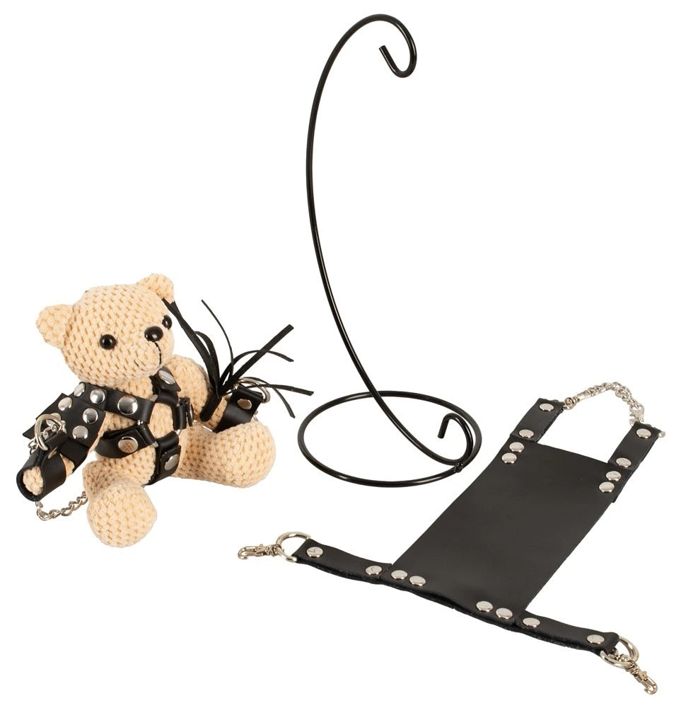 Bad Kitty SM-Teddy mit Swing 11cm - BDSM Bondage Bär mit Mini-Sexschaukel, Harness, Fesseln und Peitsche