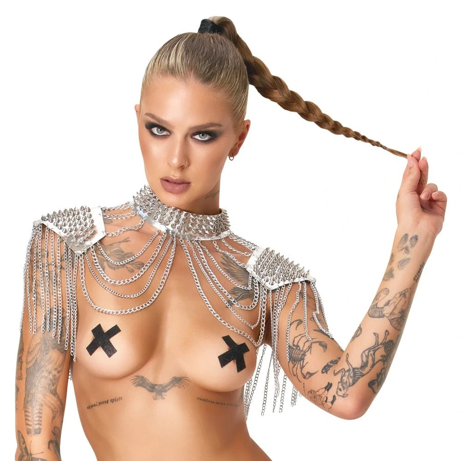 Bad Kitty Kettenkragen Silber mit Spikes Unisex