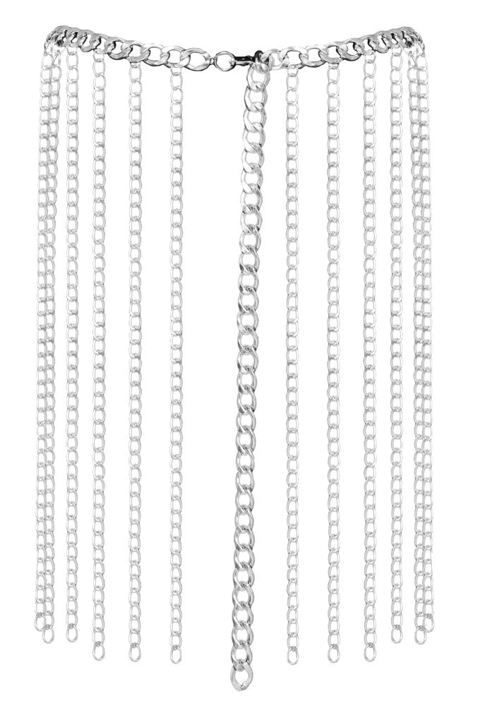 Bad Kitty Kettenkragen Silber Unisex – eleganter Metallkragen mit langen Kettenfransen, verspielt und verführerisch