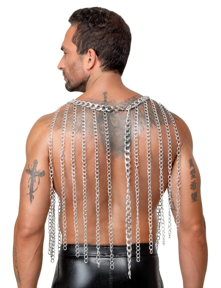Bad Kitty Kettencape Silber Unisex – elegantes Körperschmuck-Accessoire aus glänzenden Metallketten für Clubwear