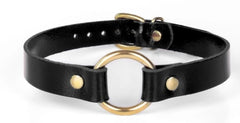 KinkySabine - Lederhalsband schwarz/gold 'klein'