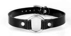 KinkySabine - Lederhalsband schwarz/silber 'klein'