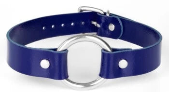 KinkySabine - Lederhalsband blau/silber 'mittel'