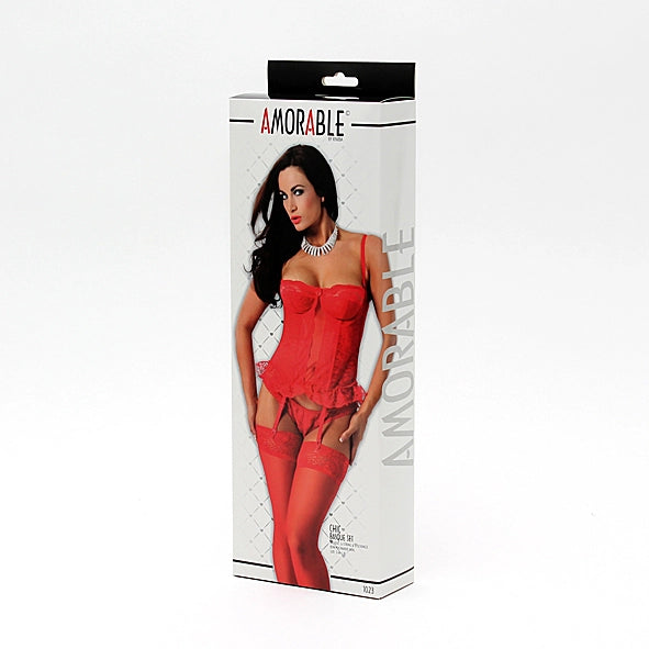 Amorable by Rimba - Korsett-Set (3-teilig) rot