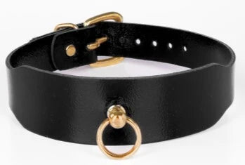 KinkySabine - Lederhalsband schwarz/gold