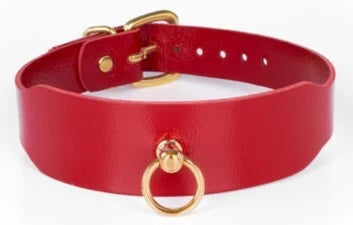 KinkySabine - Lederhalsband rot/gold