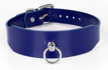 KinkySabine - Lederhalsband blau/silber