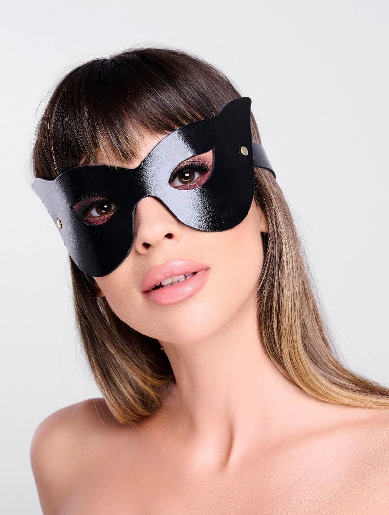 KinkySabine - Ledermaske "Maskerade" schwarz/gold