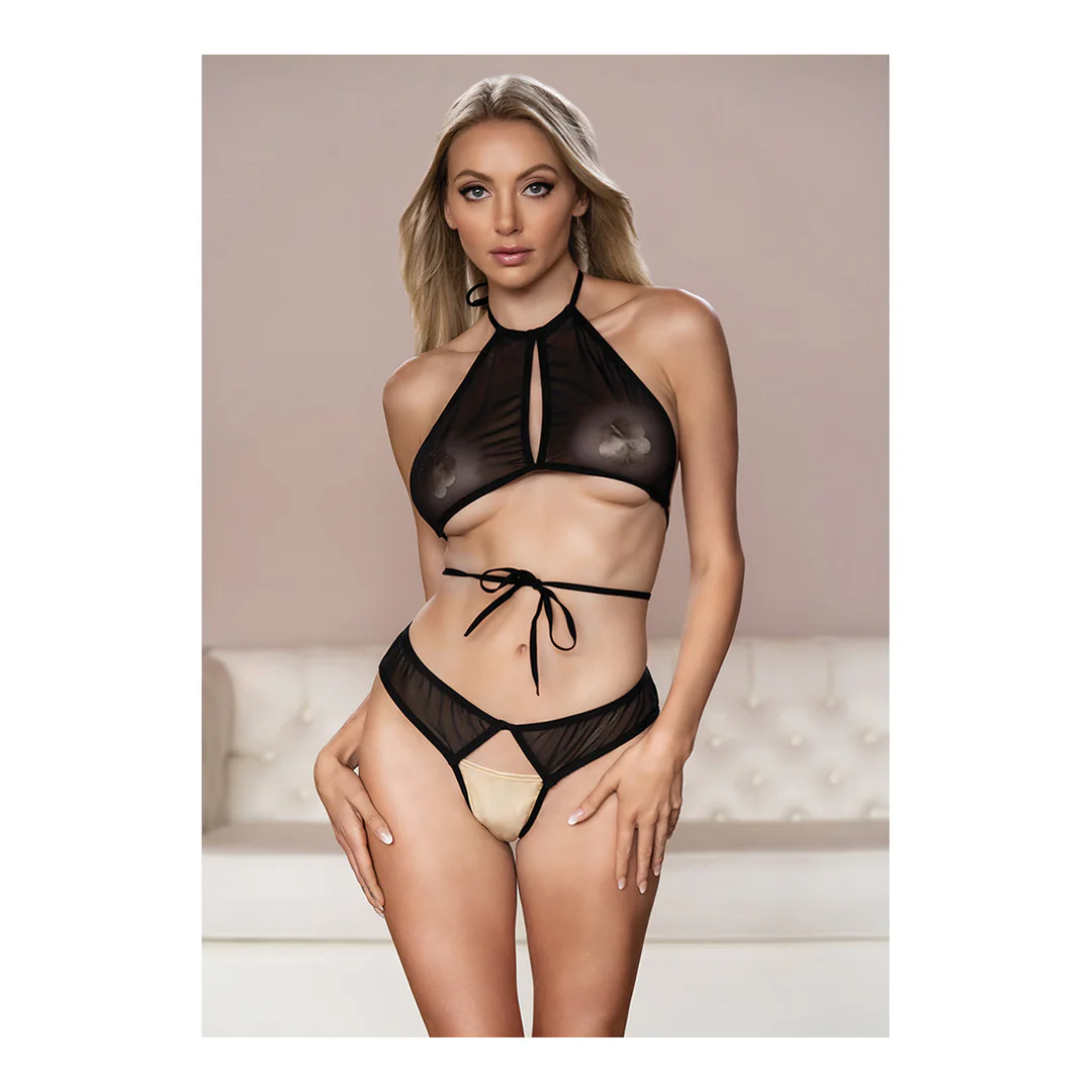 Allure Marley Peekaboo Top & Ouvert-Panty – Halter-Set mit offenem Slip