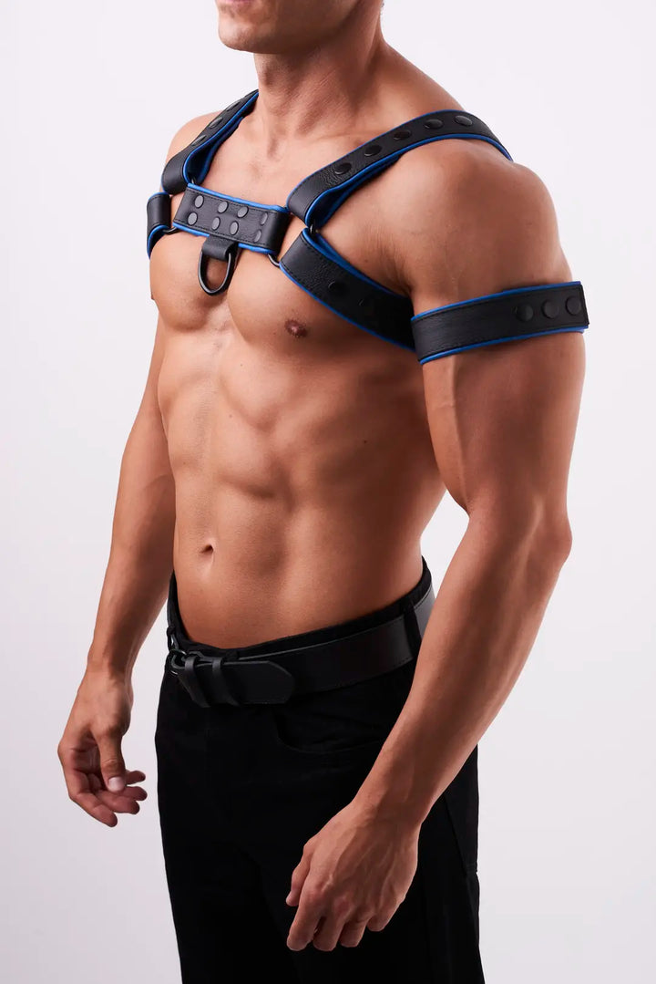 KinkySabine - weiches Lederarmband für Herrn schwarz/blau