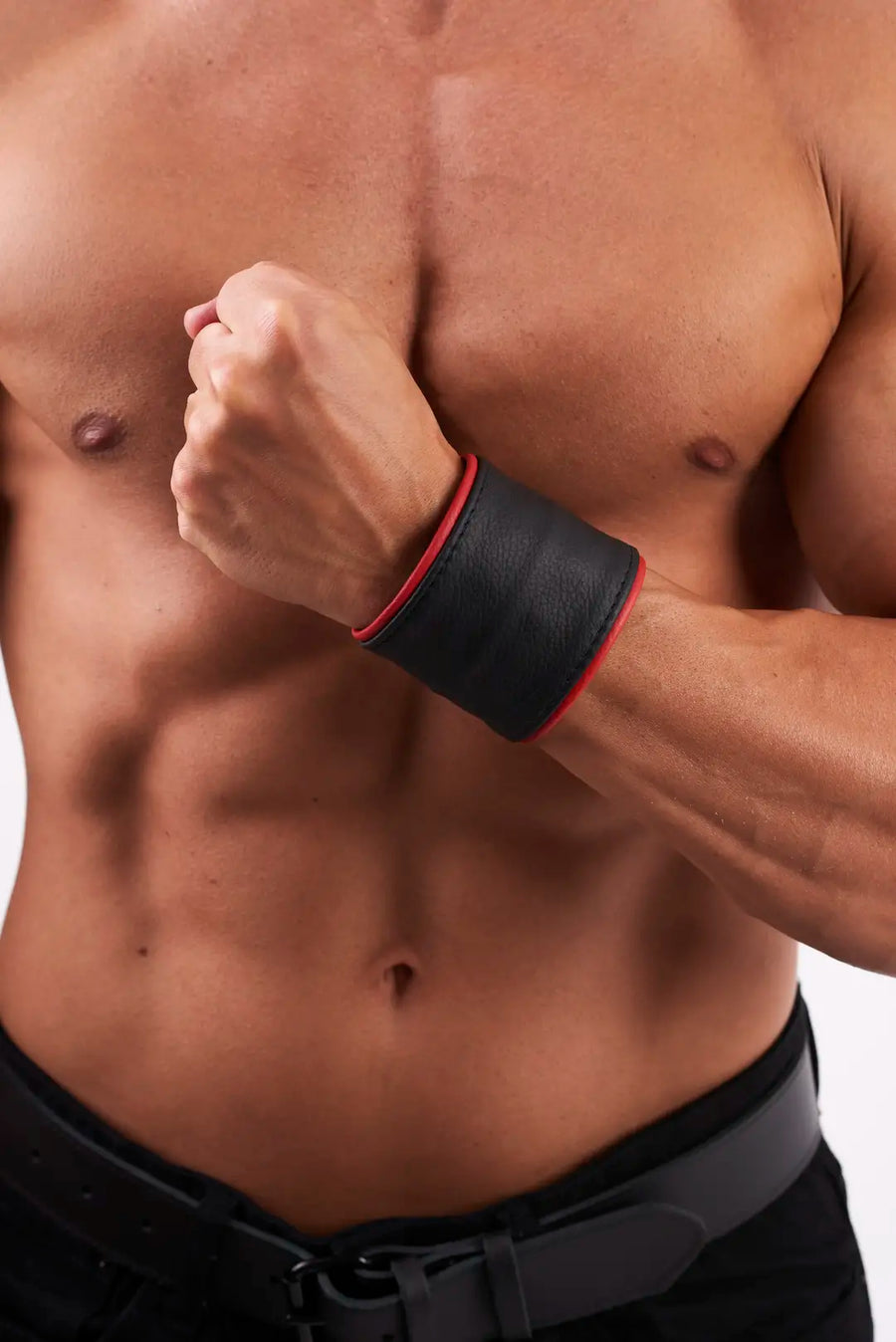 KinkySabine - weiches Lederarmband/Geldbörse schwarz/rot